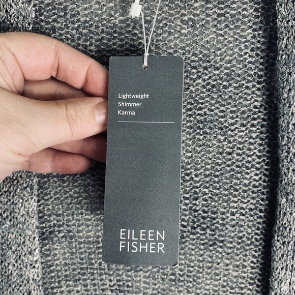 Eileen Fisher Moon Angle Cardigan Womens Size 1X Silver Linen Blend NWT $318 - Picture 7 of 13